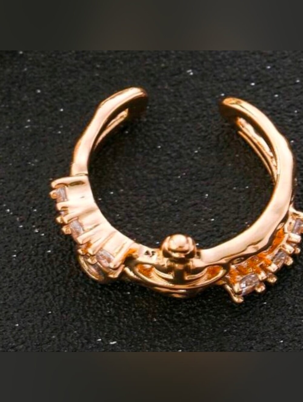 Fashion Unique Gold Crystal Open Band Ring - Picture 5 of 12
